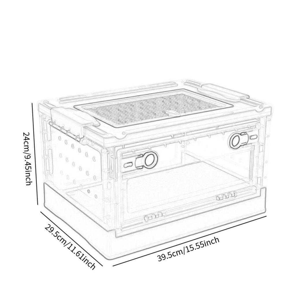 Transparent Foldable Reptile Terrarium Ventilated Box Multipurpose 360 Degree Viewing Portable Mesh Top Panel Breeding Tank