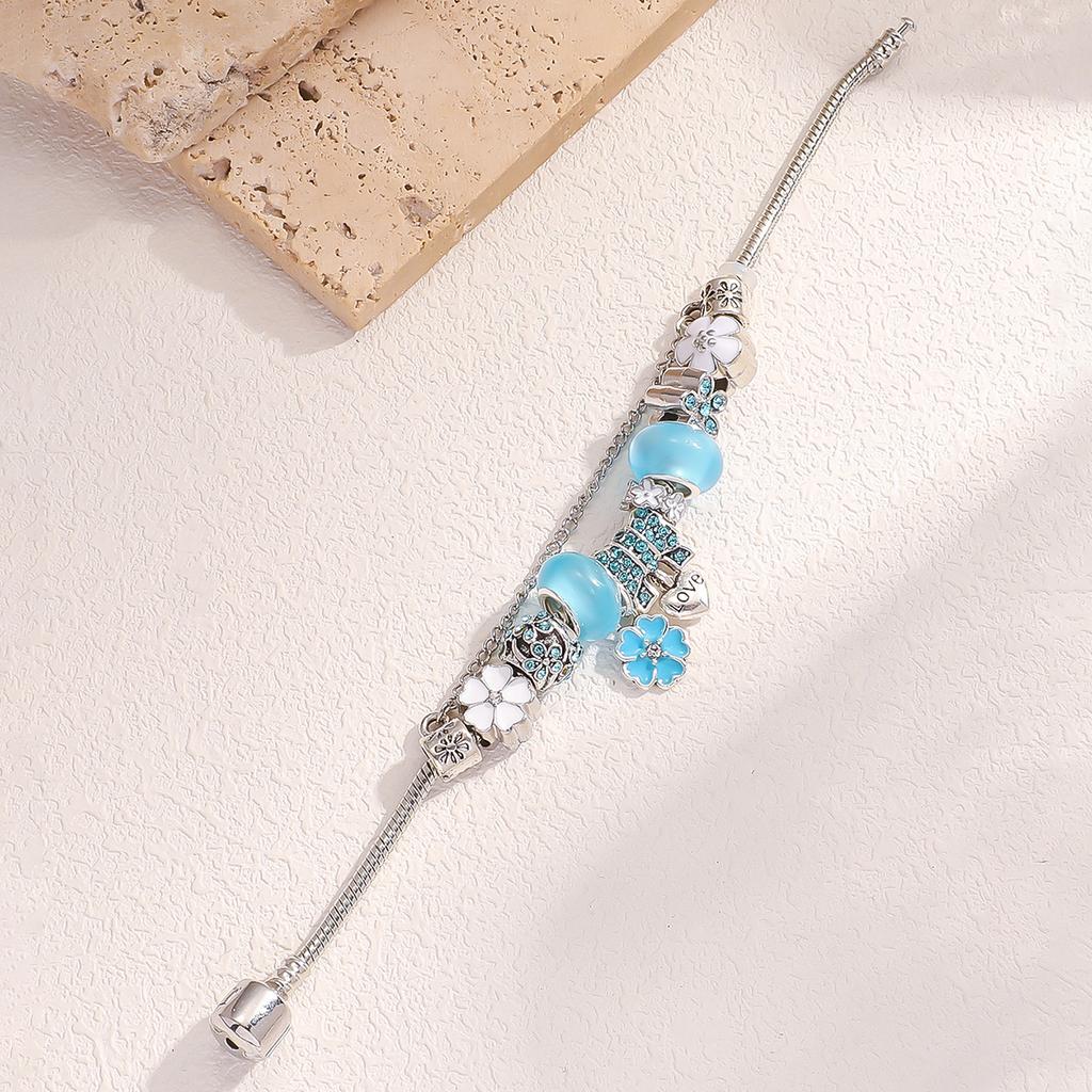 Sanchun Colorful Ten Miles Peach Blossom Craft Bubble Glass Pearl Dola Retro Fashion DIY Zircon Bracelet-4240