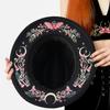 Wildflower Moon Print Fedora Hat Women Men Fashion Personality Autumn Winter Wide Brim Witchy Hat British Retro Flat Top Hat