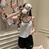 Women's Cartoon Camisole Tank Top Pajamas Set with Chest Pads - Summer Home Wear for Girls with Shorts