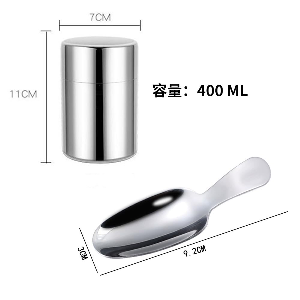 Stainless steel tea canister with airtight seal, blocks light, keeps tea fresh, and is dishwasher safe. A great gift idea.