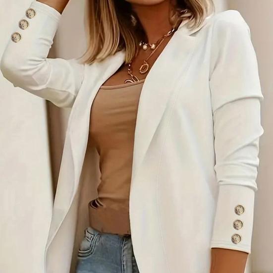 Women Suit Coat Lapel Long Sleeve Open Front Solid Color Dress Coat Business Work Casual Jacket Office Clothes Outwear