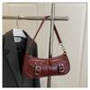 Y2k Pu Leather Shoulder Bag Vintage Zipper Handbag Fashion Women's Armpit Bag  Commuting