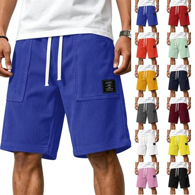 Men's Casual Corduroy Drawstring Shorts Loose Fit Knee Length Pockets Lightweight Comfortable Summer Wear