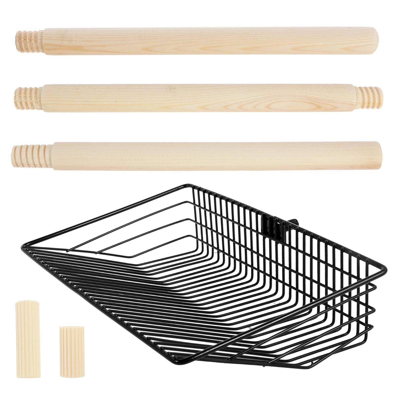 

Adjustable Chicken Poop Scooper Metal Cat Litter Scoop with Detachable Wood Handle Litter Sifter Dog Pooper Scooper for Cleaning 1PC чорний