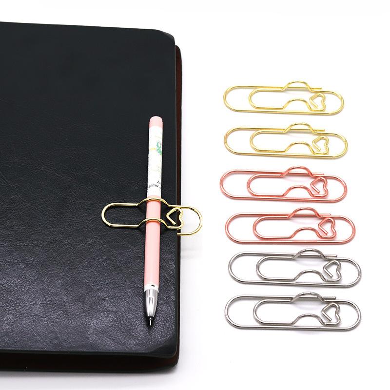 5Pcs Multifunctional Pen Clip Pen Hanging Love Paper Clip Pen Button Notebook Pin Accessories Fixed Seat Pen Clip