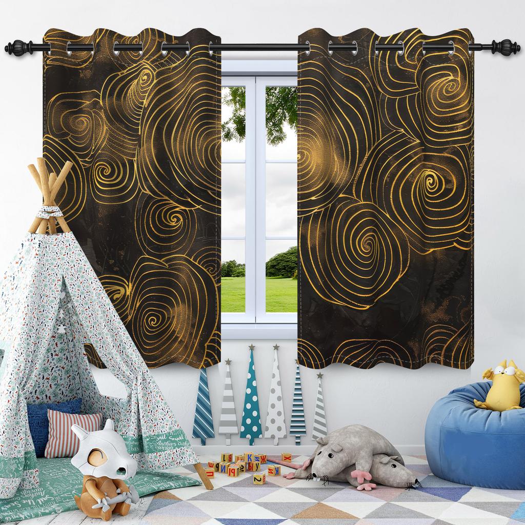 2 st Abstrakta Oljemålning Textur Fönstergardiner Sekretessavdelare Mörkläggningsgardin Lägenhet Sovrum Vardagsrum Mörkläggning