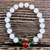 Natural White Hetian Jade Bead Bracelet Necklace: Unisex Buddhist Rosary In Welfare Style
