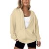 Women's Fashion Casual Solid Color Zipper Jacket Long Sleeve Sweatshirt