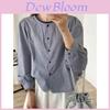 Spring Womens Striped Shirt With 3d Effect And Round Neck For Casual Fashion