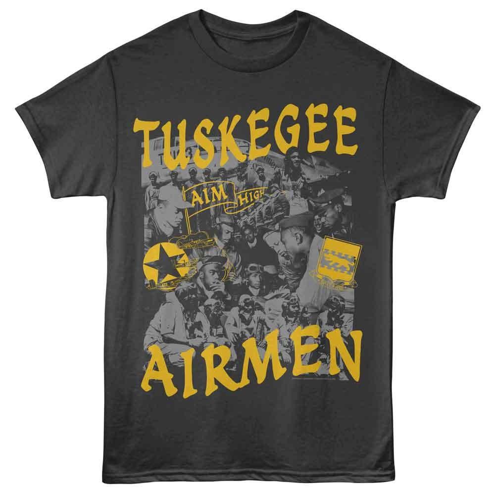 

Tuskegee Airmen - Aim High Collage - Front Print Adult Solid T-Shirt - Smoke 4XL