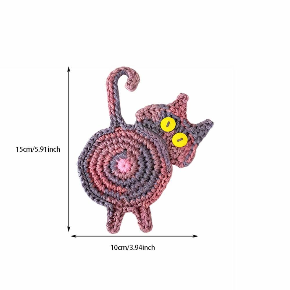 Cute Cat Butt Coasters Knitted Non-Slip Crochet Drink Mat Heat-Resistant Easy To Clean Cute Cat Coasters Table Protection