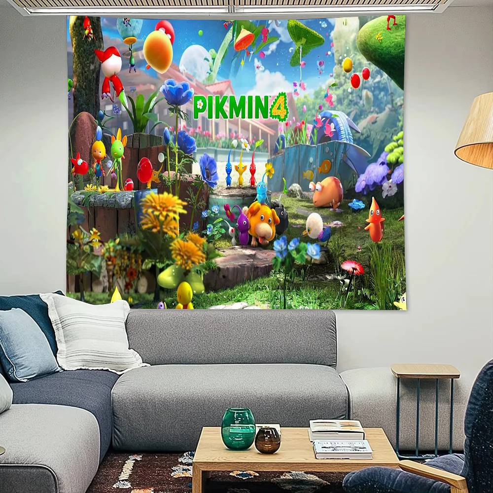 Pikmin 4 Lustiger Wandteppich Dekoration Schlafzimmer Wohnheim Hintergrundtuch Ferienhaus Party Wohnzimmer Clubtuch