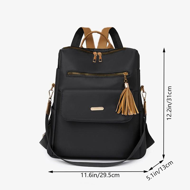 Durable Multi-compartment Travel Backpack, Soft Fabric Anti-theft Bag with Metal Zip Hardware for Female Daily Use