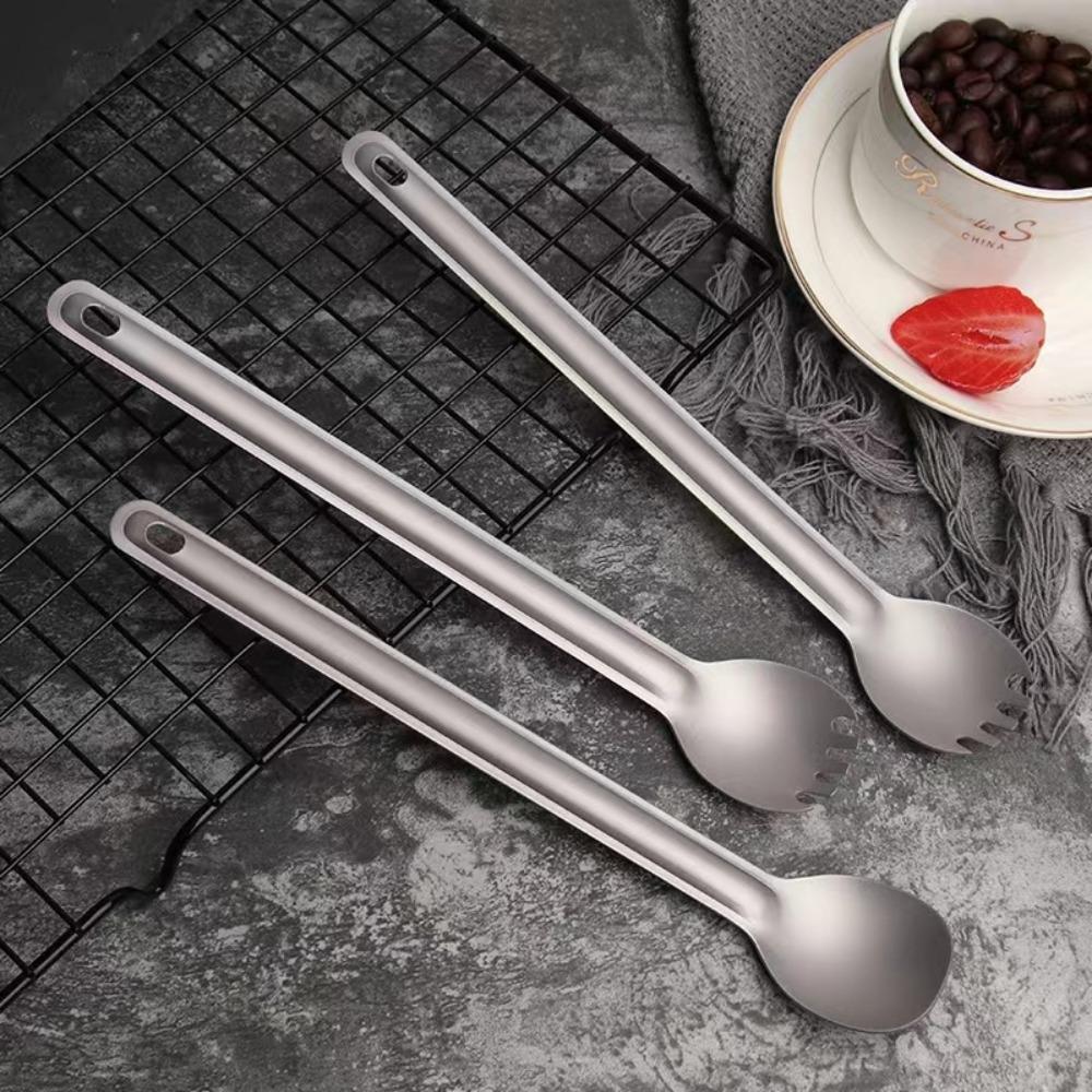 2 Piece Corrosion-resistant Titanium Cutlery Set Ultralight Outdoor Dinnerware Set  Salad