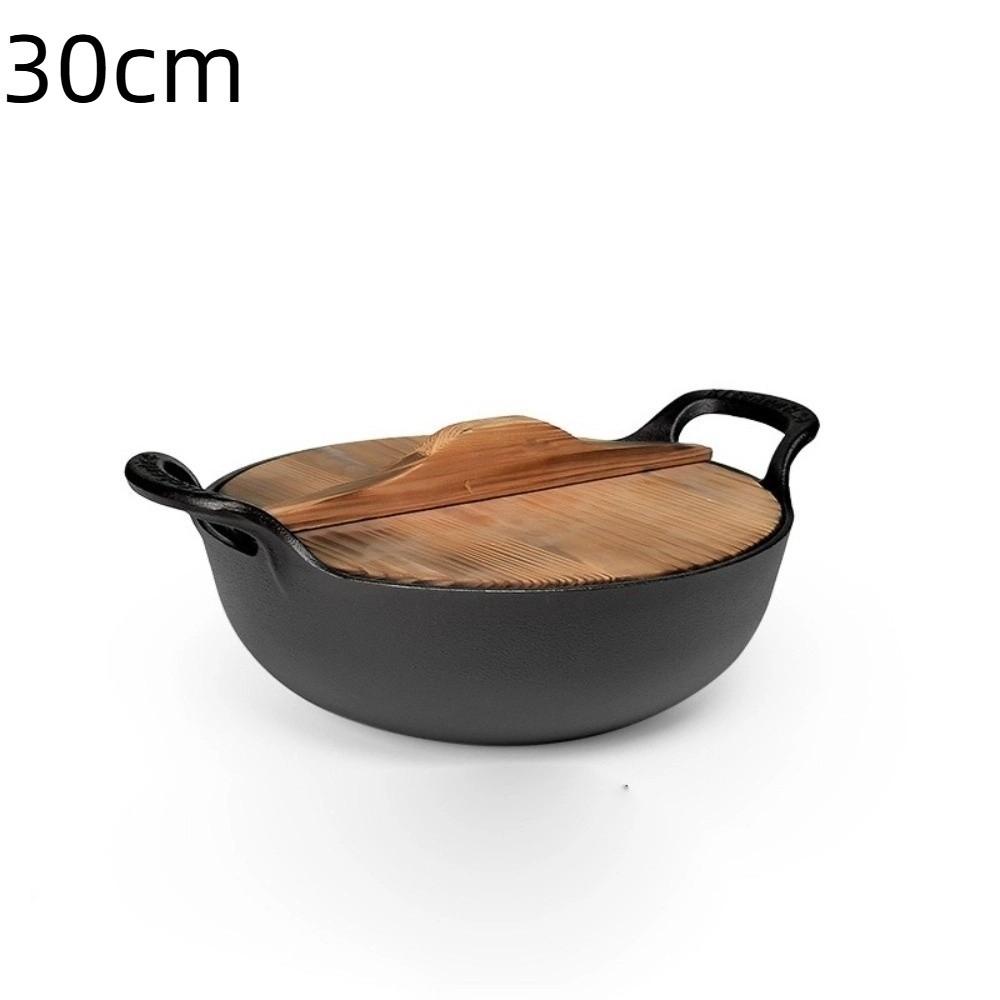 With Lid Cast Iron Pot Hand-forged Cooking Cookware Durable Chinese Wok Pan  Gas Induction Cooker