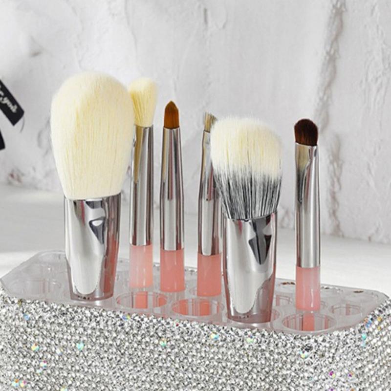 Multipurpose 26 Slot Makeup Brush Stand Rhinestones Acrylic Pen Organiser Cosmetic Brush Stand Vanity Organiser Rack