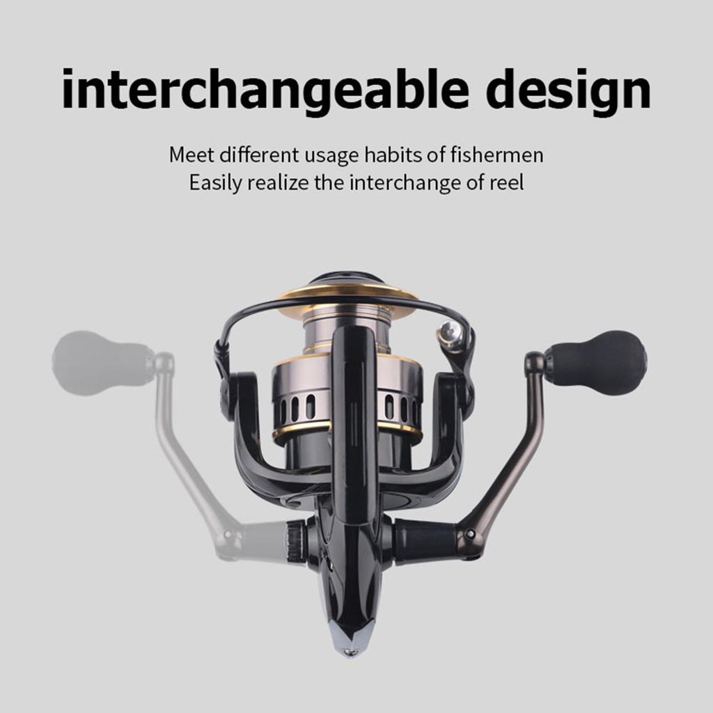 Handle Interchangeable Fishing Reel HE1000-7000 5.2:1 Gear Ratio Fishing Reel 22LBs Drag Fishing Reel