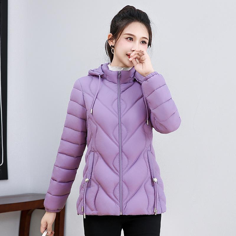 

Winter padded coat plus size women s hooded down padded coat new middle-aged and elderly autumn and winter thickened padded jacket 6XL-135-75kg лавандовий