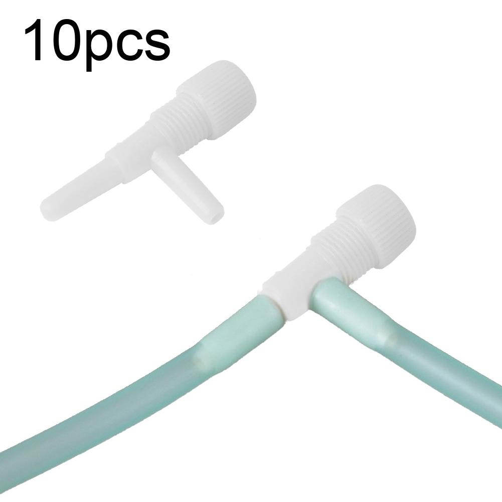 10Pcs Plastic Aquarium Fish 3 Way Pump Control Valves (White)