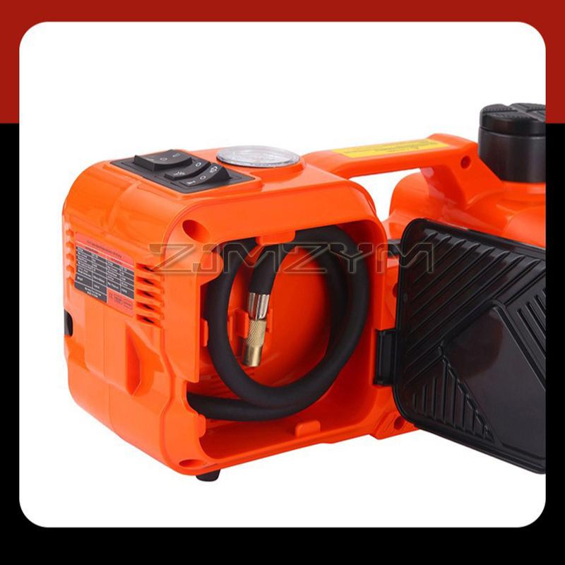 12V 5Ton Car Electric Hydraulic Floor Jack, Tire Inflator Pump and LED Flashlight 2 in 1 Set With Safe Hammer