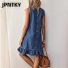 JPNTKY Women's Fashion Summer Spring Solid Color Print Sleeveless Casual Dresses