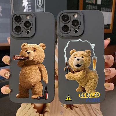 Teddy Bear Çift Karikatür Telefon Kılıfı iPhone 16 15 14 13 12 11 Pro Max XS XR X 7 8 15 16 Plus SE 2020 Yumuşak Silikon Kapak