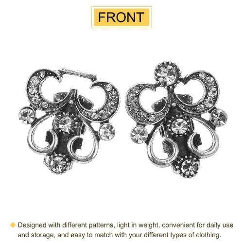 uxcell Vintage Sweater Clips Set of 2, Cape Cloak Clasp, Retro Cardigan Clips, Shawl Collar Clasp, Brooch Clips for Women (Silver)
