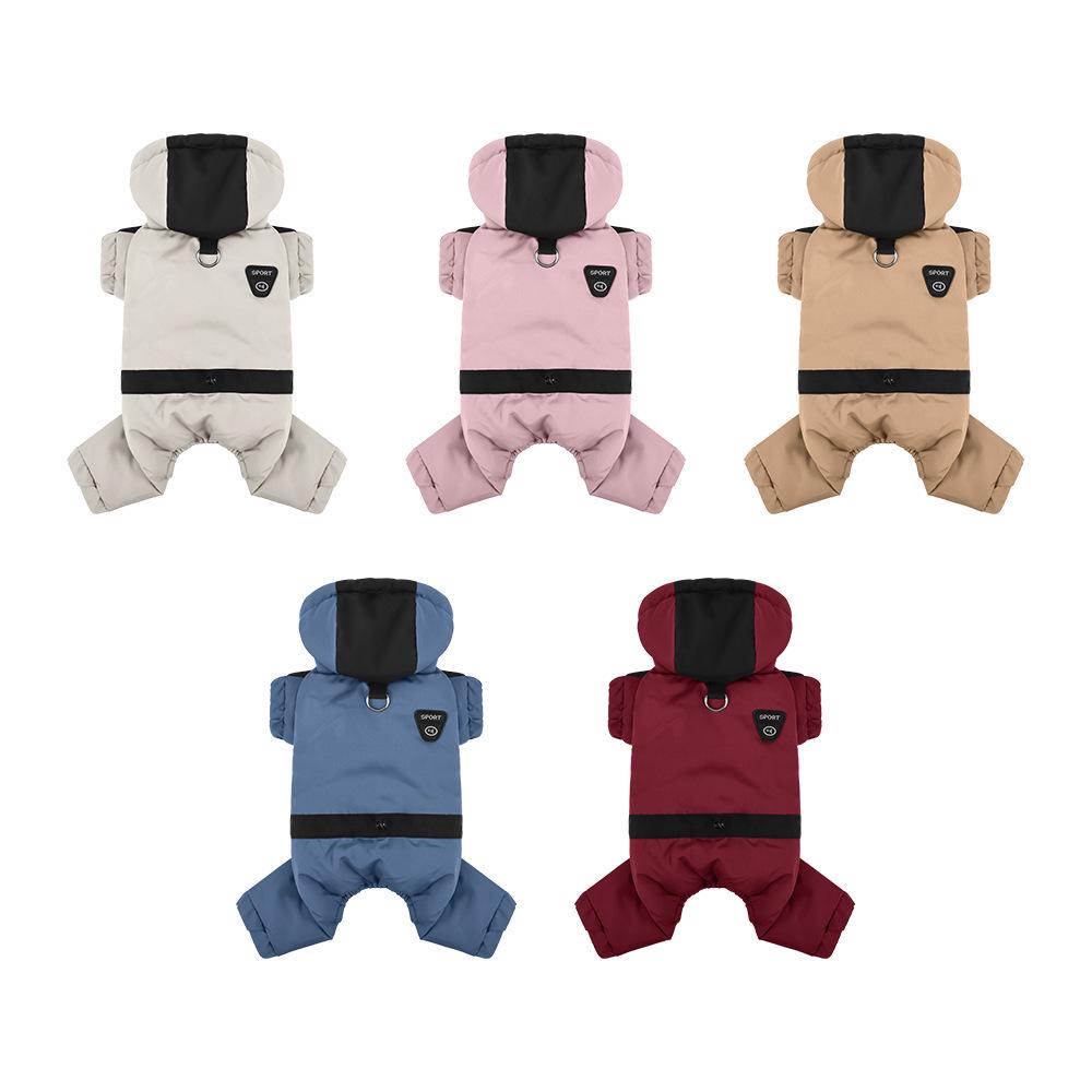 Autumn/Winter Pet Dog Four-Legged Hooded Cotton Coat for Teddy & Bichon Puppies