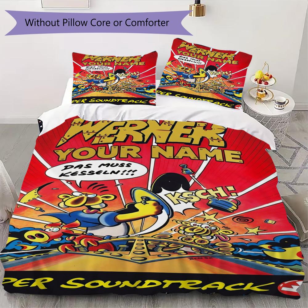 Custom Name Werner Comic 5 Bedding,Quilt Set Quilt Cover Pillowcase Home Birthday Gift(1 * Duvet Cover + 2 * Pillowcase, Without Core)_xia
