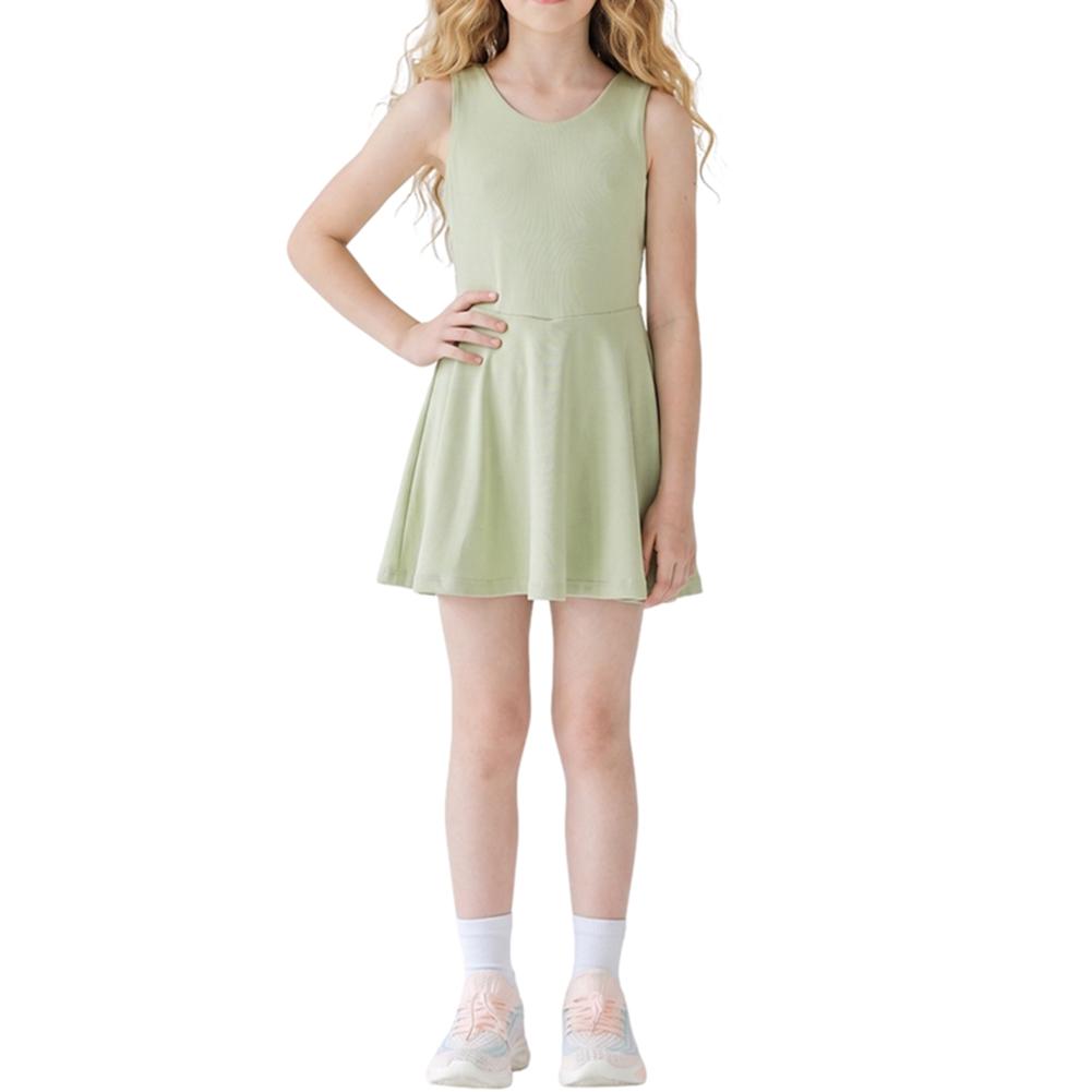 4-12 Years Kids Girls Solid-Color Sleeveless Tennis Dress 130