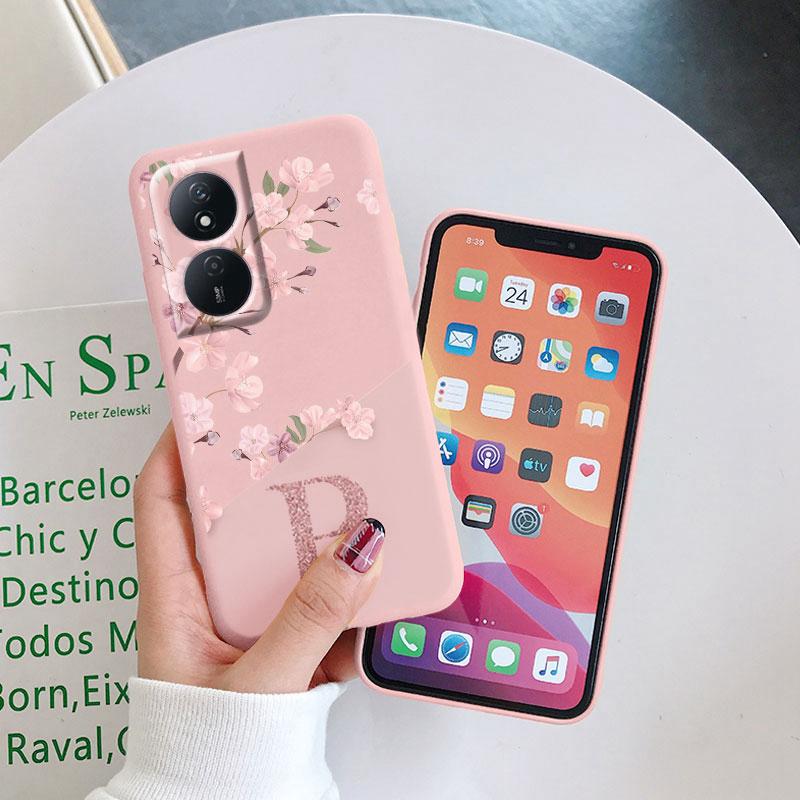 Letter Flower Phone Case For Honor X7b 4G 5G Shockproof TPU Bumper Soft Silicone Cover For HonorX7B Shell HonorX7 B X 7B Fundas
