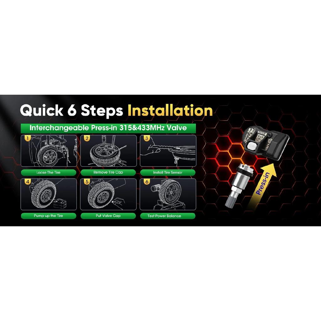 8pcs Autel Sensor 2in1 315MHz 433MHz MX-Sensor Tire Pressure Monitor System Sensor Programmable & Cloneable Screw-in TPMS Sensor