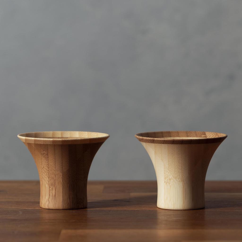 RIVERET YURI Ochoko Pair Dishwasher (Sake Cups), 55ml, Set, Bamboo, Safe, White/Brown, RV-125WB