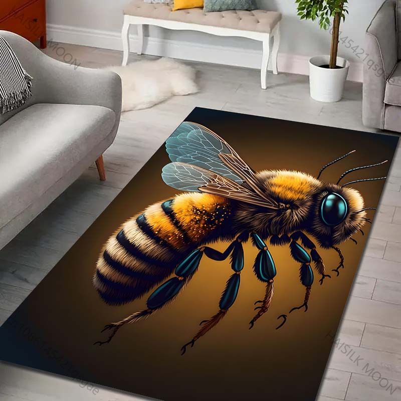 Bee Art Pattern Carpet for Living Room Bedroom Sofa Creative Doormat Home Decor Area Rugged Non-slip Mat Large Size