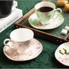 200ml English Porcelain Coffee Cup Saucer Pink Floral Mug Delicate Bone China Flower Teacup Home Breakfast Milk Oatmeal Mug New