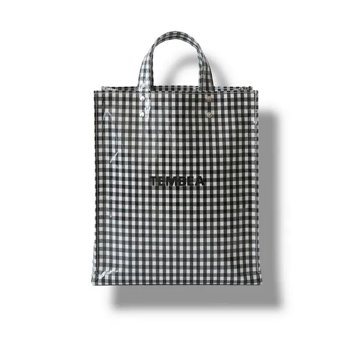 [TEMBEA] Tembea PAPER TOTE MEDIUM Paper Tote Bag Black Gingham