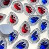 50pcs deep blue/scarlet 13*18mm teardrop-shaped resin rhinestones with flat backs, suitable for jewelry crafting DIY decorations