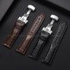 12/14/16/18/19/20/22mm Crocodile Pattern Design Leather Watchbands Butterfly Buckle Men Women Business Watch Band Watch Straps
