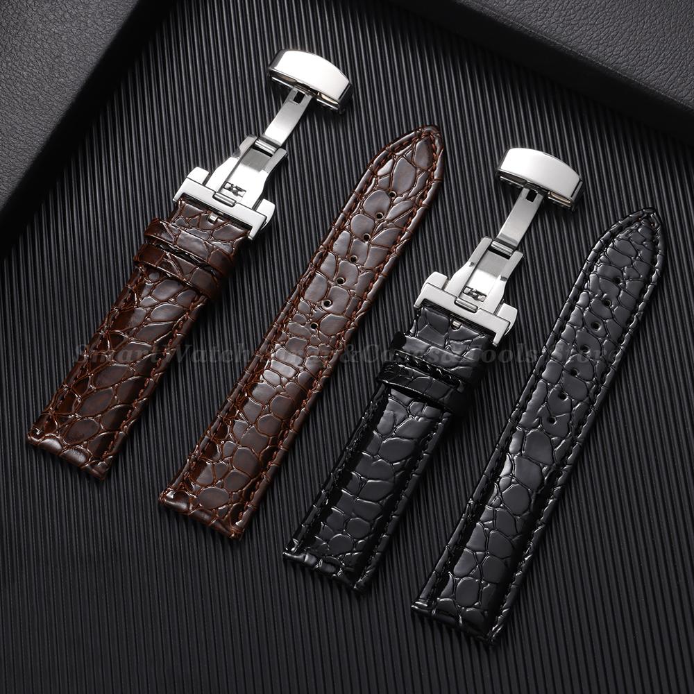 12/14/16/18/19/20/22mm Crocodile Pattern Design Leather Watchbands Butterfly Buckle Men Women Business Watch Band Watch Straps