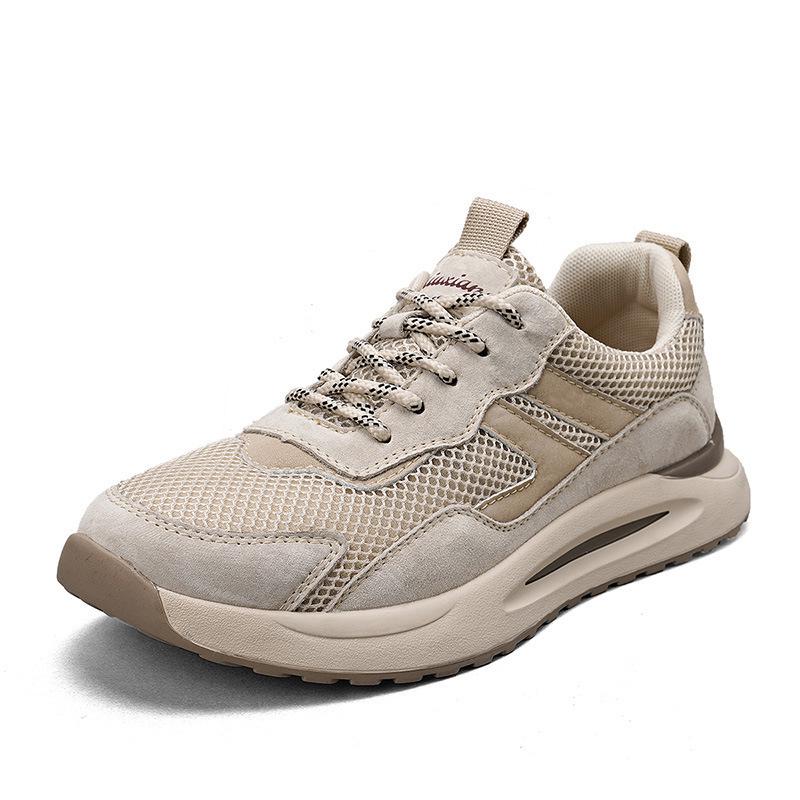 2024 Men s Large Casual Breathable Mesh Leather Running Shoes for Outdoors 38
