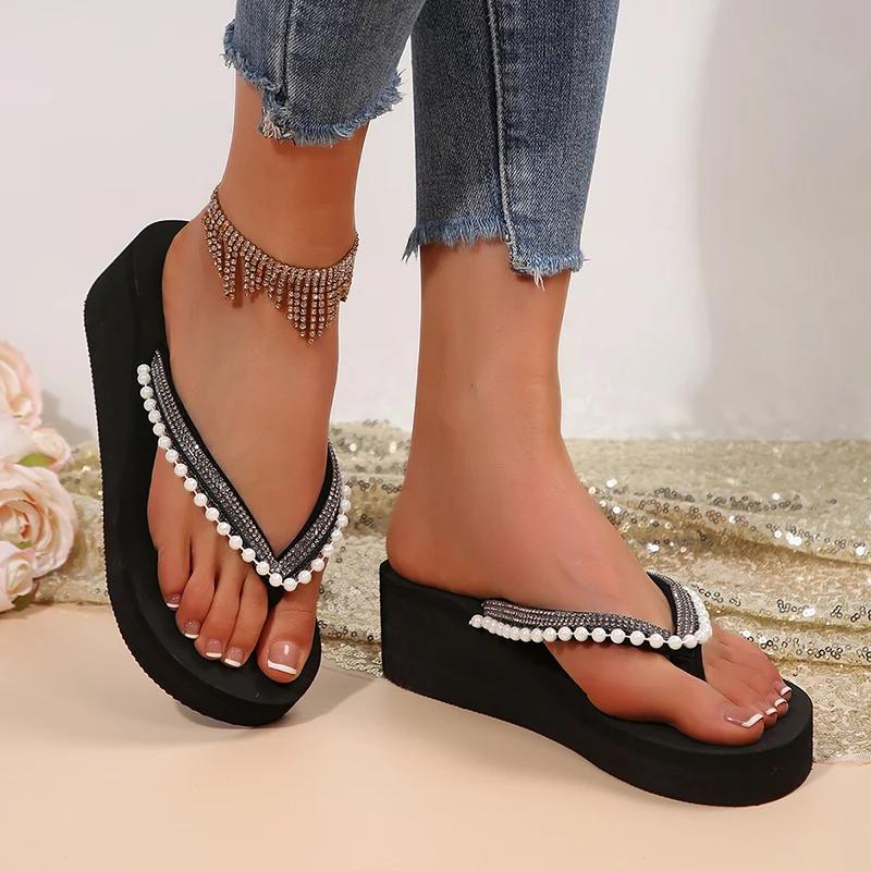 Fashion Fashion Women Flip Flops Patchwork Clip-Toe Wedges Ladies Slippers Summer Women Shoes Outdoor Non-Slip Slides Sandalias De Mujer