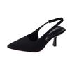 New Women's Sandals Closed Toe Green Single Shoes with Thin Heel Mid-heeled Fashion Hollow Pointed Toe Women Shoes Plus Size 43