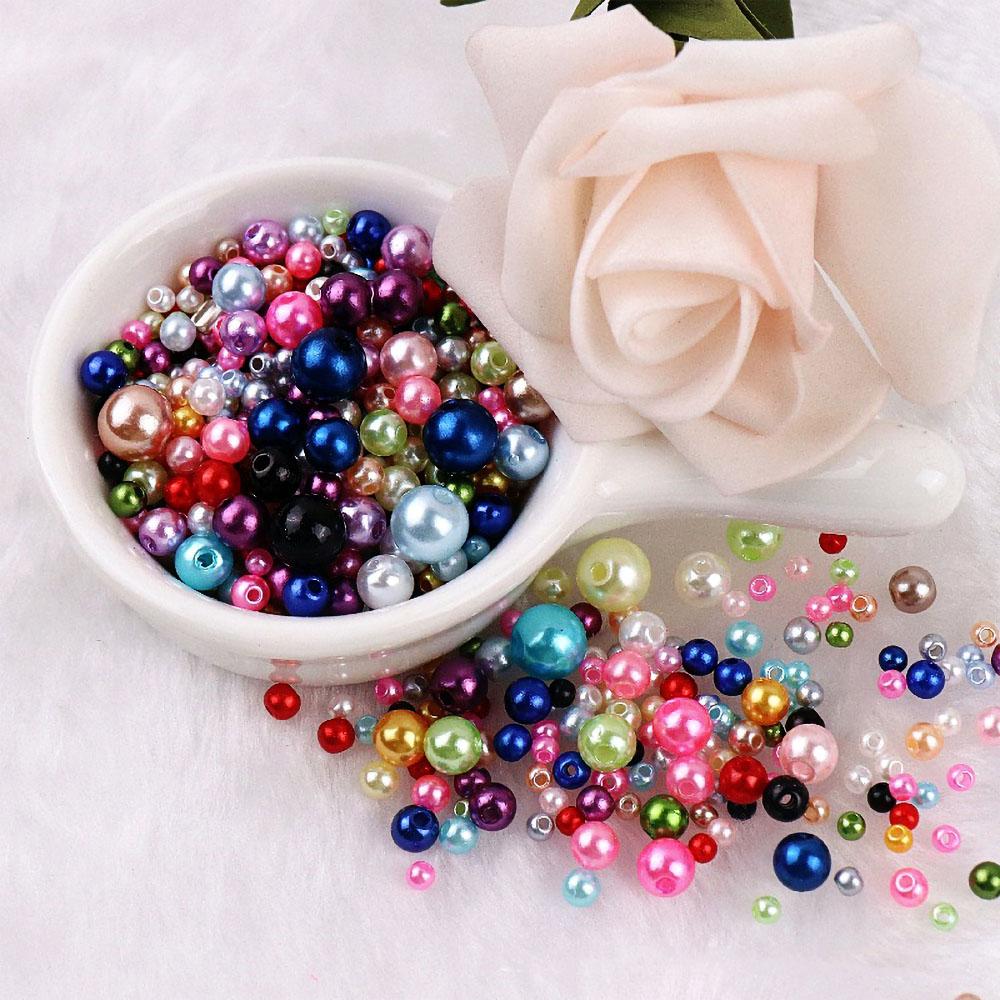 150pcs Acrylic Beads ABS Imitation Pearl Loose Round DIY Beads for Jewelry Making Bracelet Chain Trims DIY Crafting Scrapbooking
