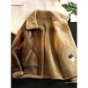 Unisex Retro Lambswool Motorcycle Jacket - Thickened Velvet Leather for Autumn & Winter