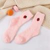 Kawaii Women's Fruit Embroidery Socks Fluffy Warm Plush Socks Female Fashion Winter Coldproof Floor Sleep Socks Snow Terry Sock