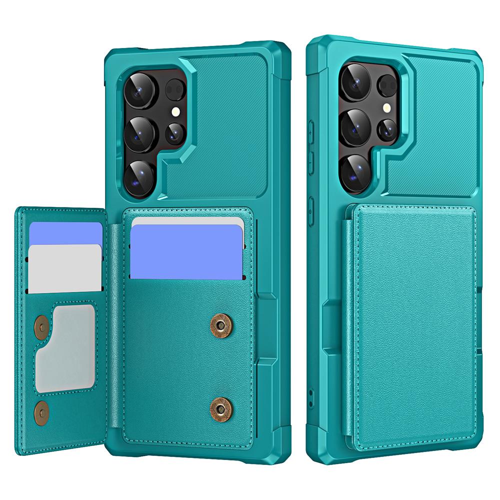 For Samsung Galaxy S24 Ultra Case Card Slot Kickstand Leather+TPU Reinforced Corner Phone Cover