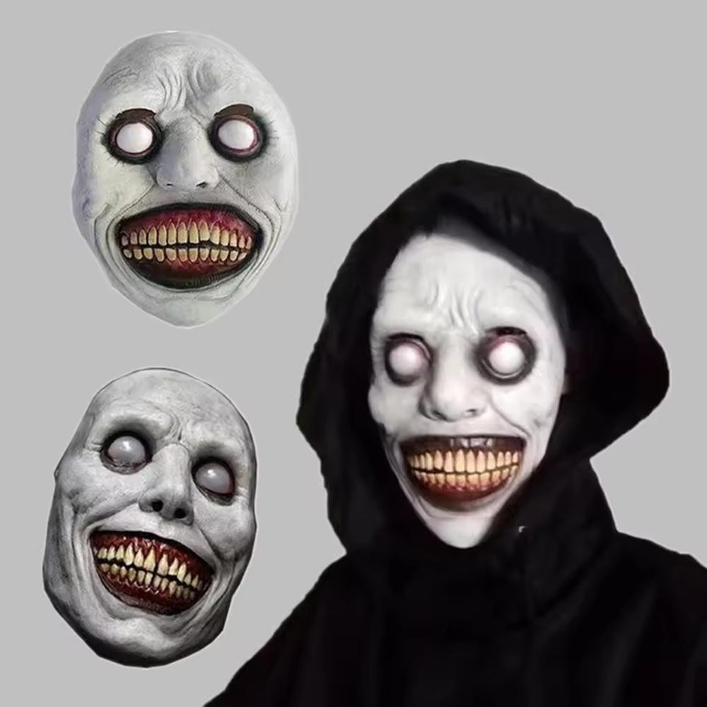 1pcs Halloween Horror Mask Exorcist Smiley Demon Mask White Green Latex Exorcist Mask Halloween Carnival Party Cosplay Props