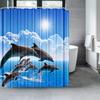 Tenda da Doccia Delfino Blu Mondo Sottomarino Vita Marina Tessuto Poliestere Bambini Tema Oceano Set Decorazione Bagno con 12 Ganci
