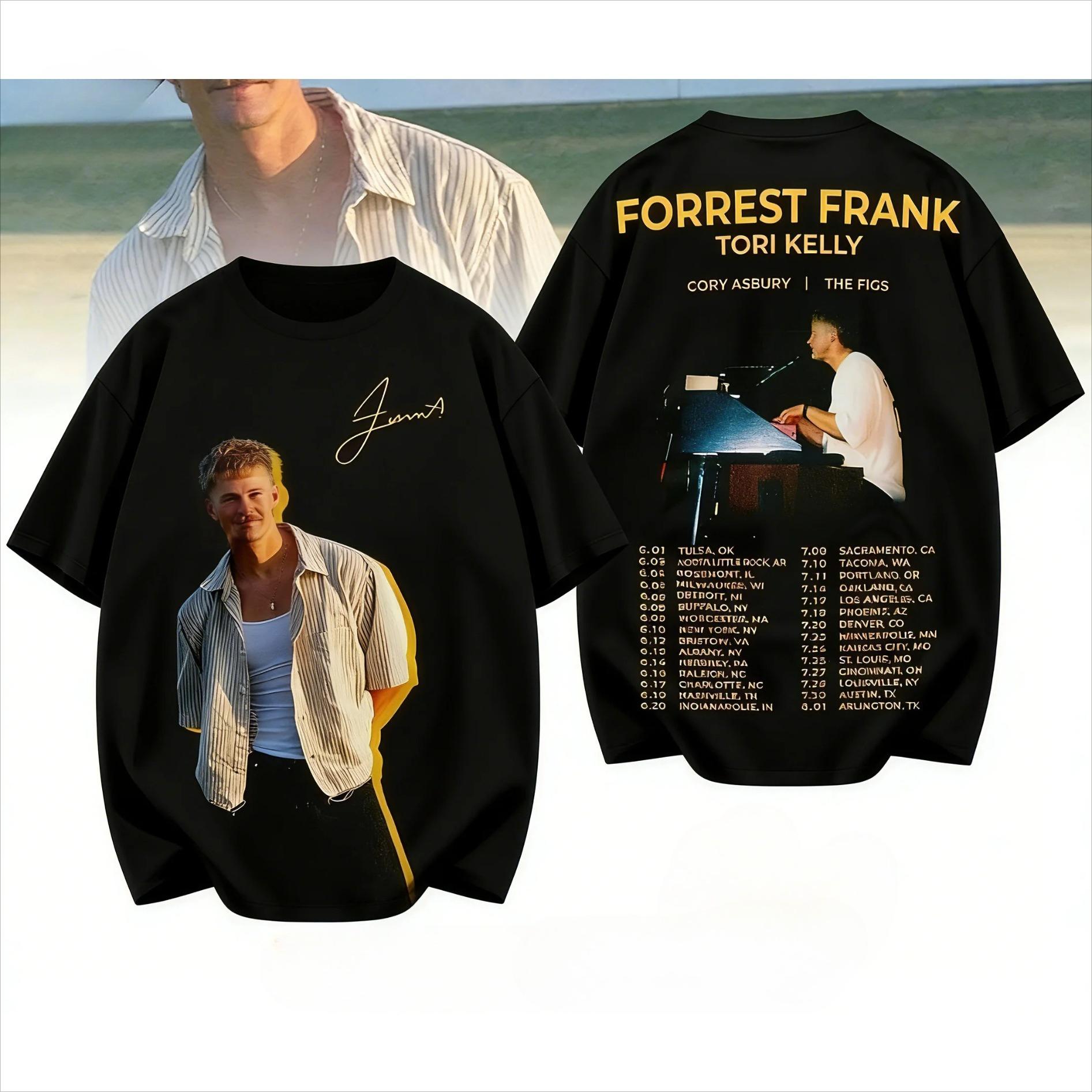 

Forrest Frank Tori Kelly Тур 2026 Футболка Формальная одежда 2026 Поп-певец Удобная дышащая Подарок для фанатов Футболка с коротким рукавом Повседневная одежда 4XL
